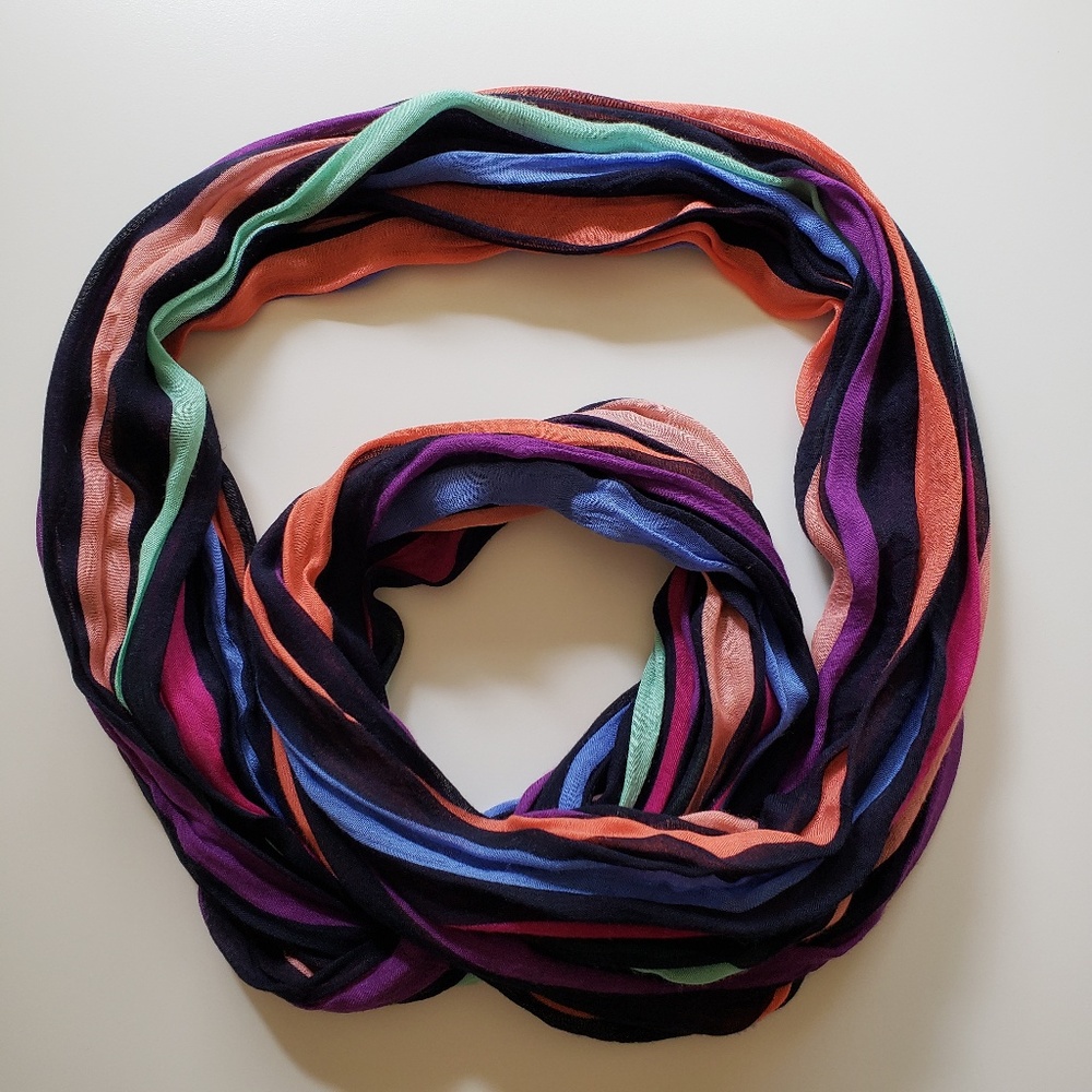 Black Multi Color Infinity Scarf 66 Inches